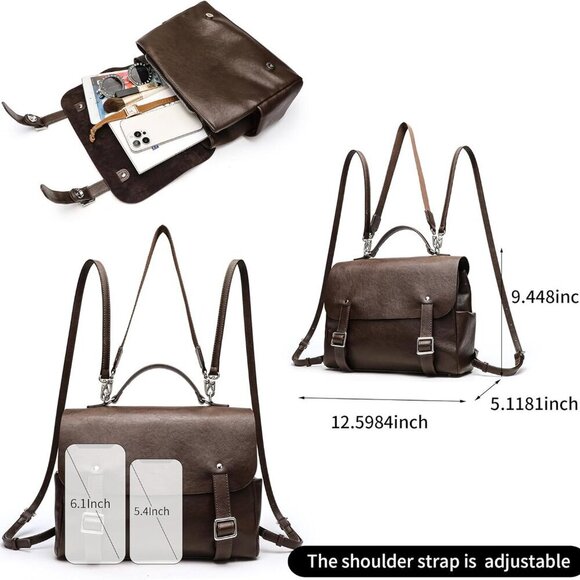 Women’s PU Leather Backpack Purse Anti-theft Small Travel Convertible Bag main image 7